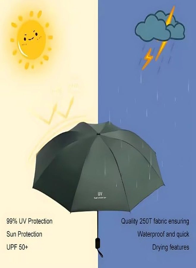 JRM Umbrella for Men and Women Big Size 3 Fold Automatic Open & Close Umbrella for Rain & Sun UV Blocking Waterproof Folding Umbrella for Men Women Kids - Windproof Large Triple Fold (GREEN) - Image 3